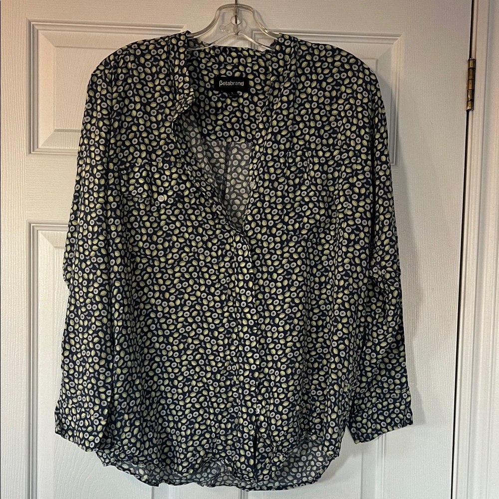Betabrand Black and White Button Down Shirt